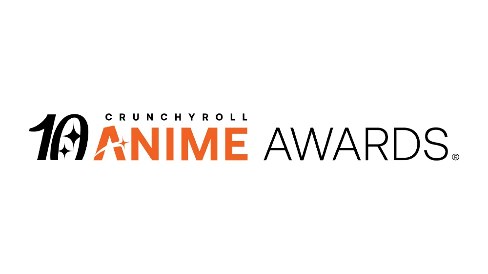 Logo officiel de la 10e édition des Crunchyroll Anime Awards 2026, avec le 10 stylisé en noir et le mot ANIME en orange signature