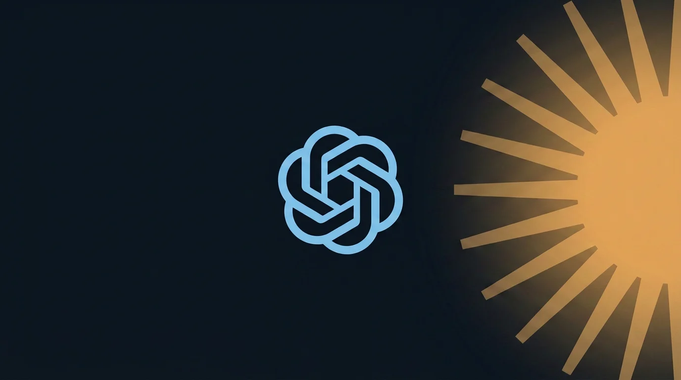 Le logo OpenAI face à un soleil stylisé, symbole de la série de modèles Sol