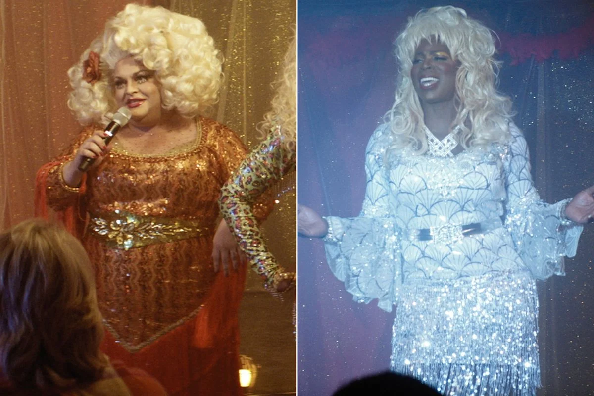 Ginger Minj et Harold Perrineau en drag queens inspirées de Dolly Parton dans le film Dumplin' (Netflix, 2018)