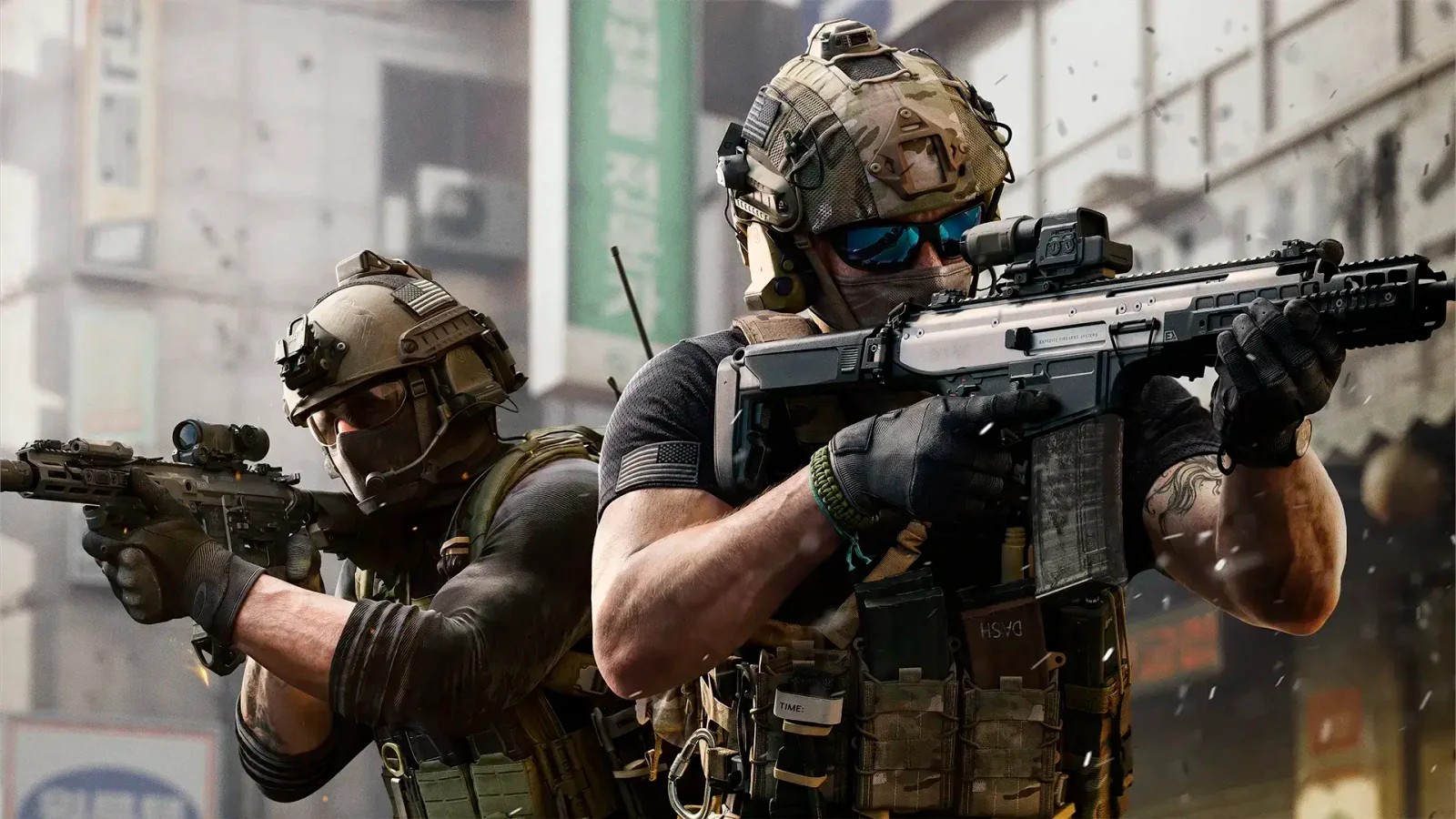 Deux opérateurs en pleine progression urbaine dans le visuel officiel des statistiques de la bêta de Modern Warfare 4
