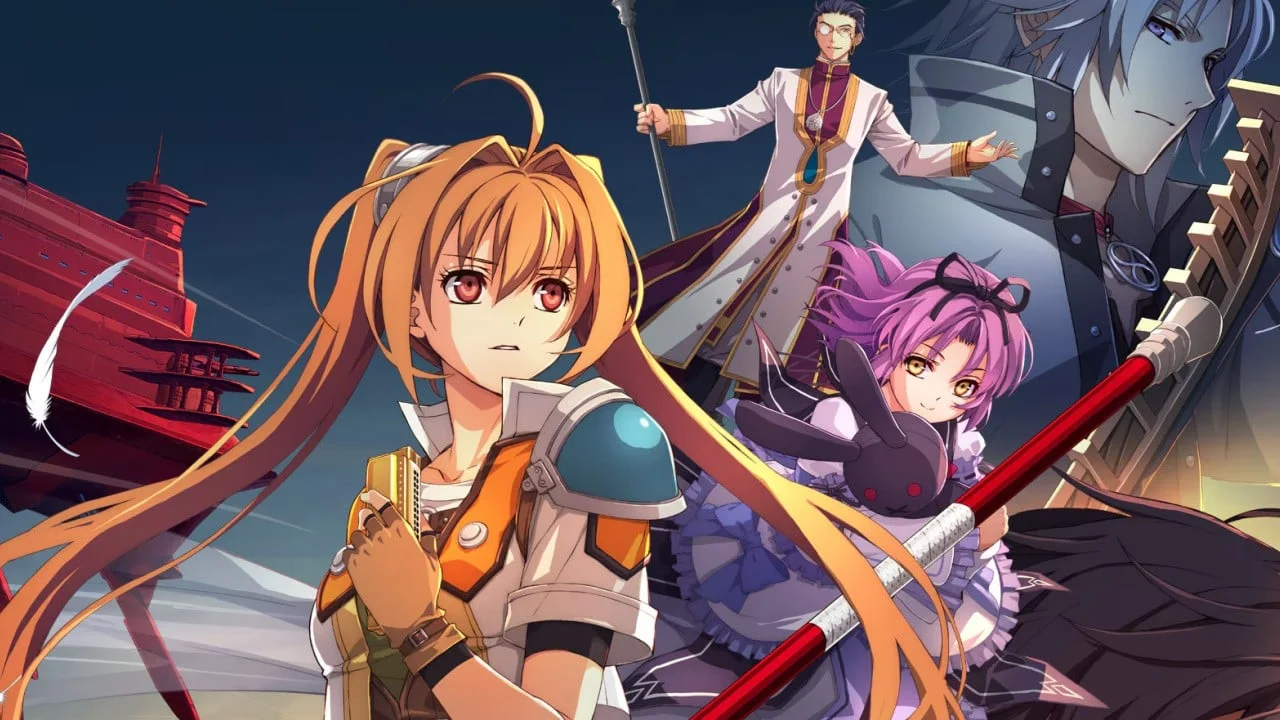 Illustration de Trails in the Sky 2nd Chapter avec Estelle Bright au premier plan et Kevin Graham à l'arrière